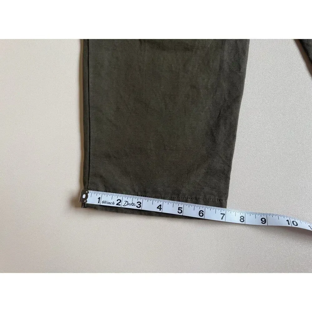 Banana Republic Women's Dark Olive Cotton-linen Blend Paperbag Pants Size 4P